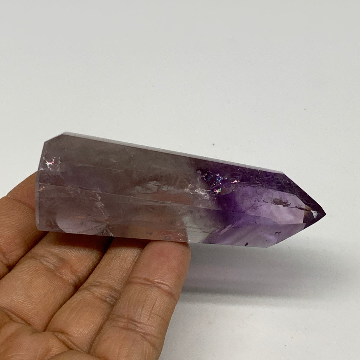 65.8g, 3"x1.1"x0.9", Natural Amethyst Tower Point Obelisk @Brazil, B32332