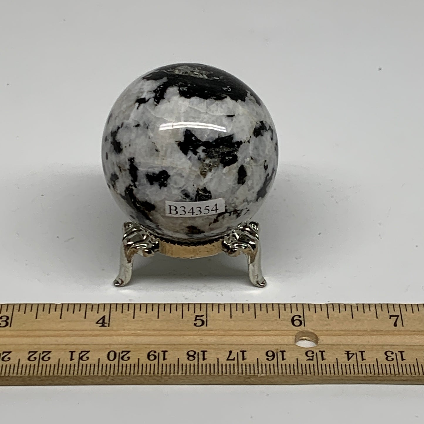 145.3g, 1.8"(46mm), Natural Rainbow Moonstone Sphere Ball Gemstone, B34354