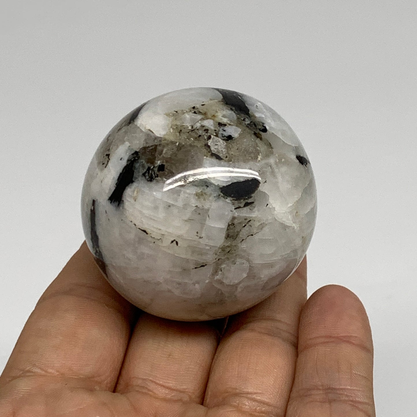 134.1g, 1.8"(45mm), Natural Rainbow Moonstone Sphere Ball Gemstone, B34355