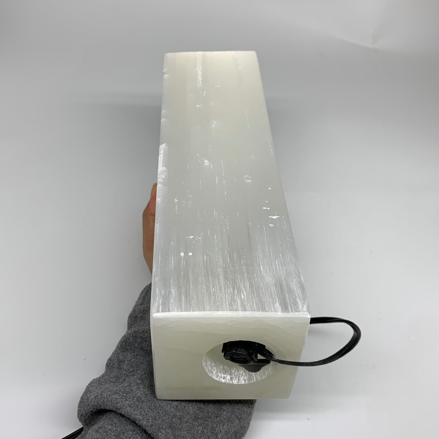 10.4 lbs. 11.7"x3.4", Rectangle Selenite (Satin Spar) Lamp, w/6ft Chord, B35808