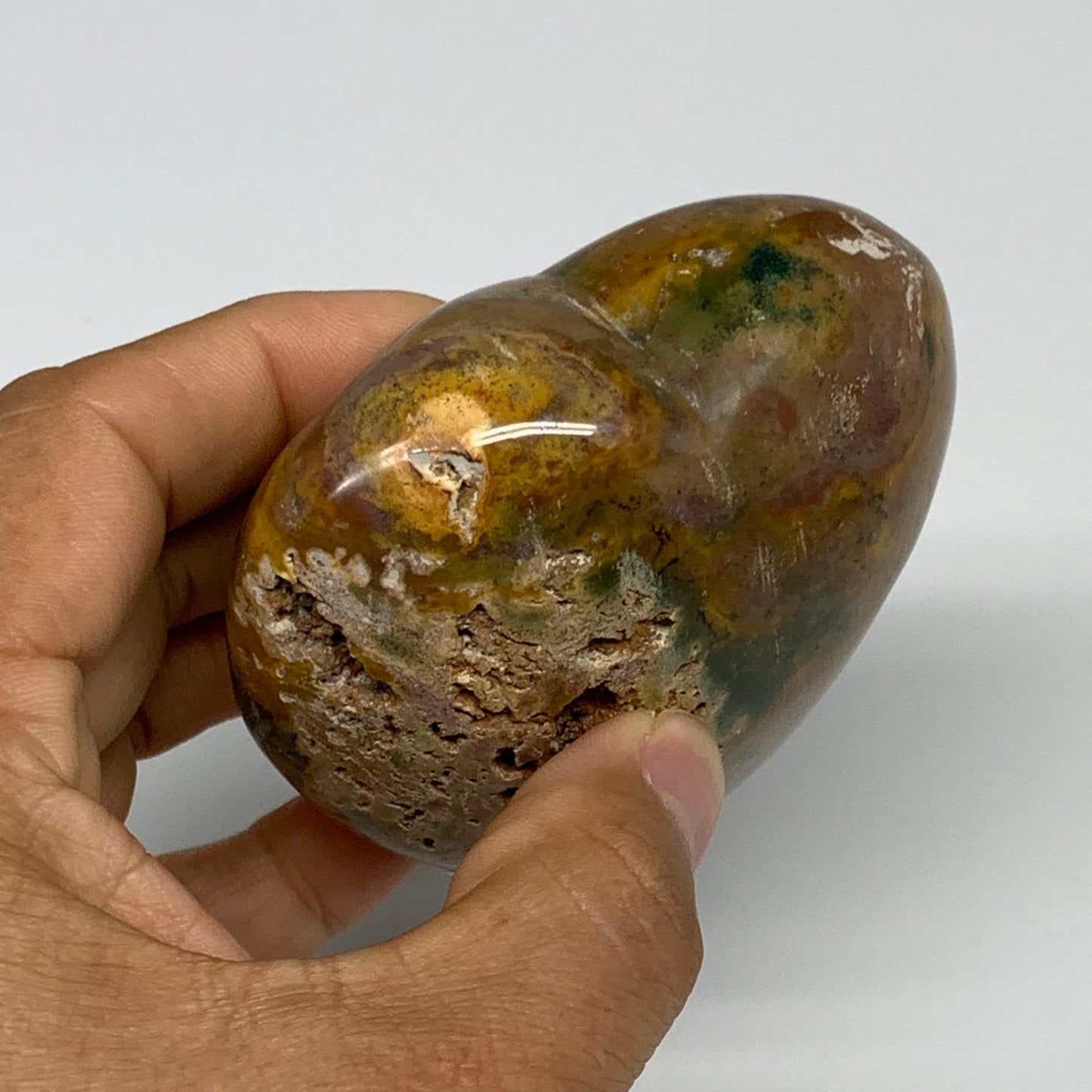 0.65 lbs, 2.9"x3.2"x1.5" Ocean Jasper Heart Polished Healing Crystal, B30911