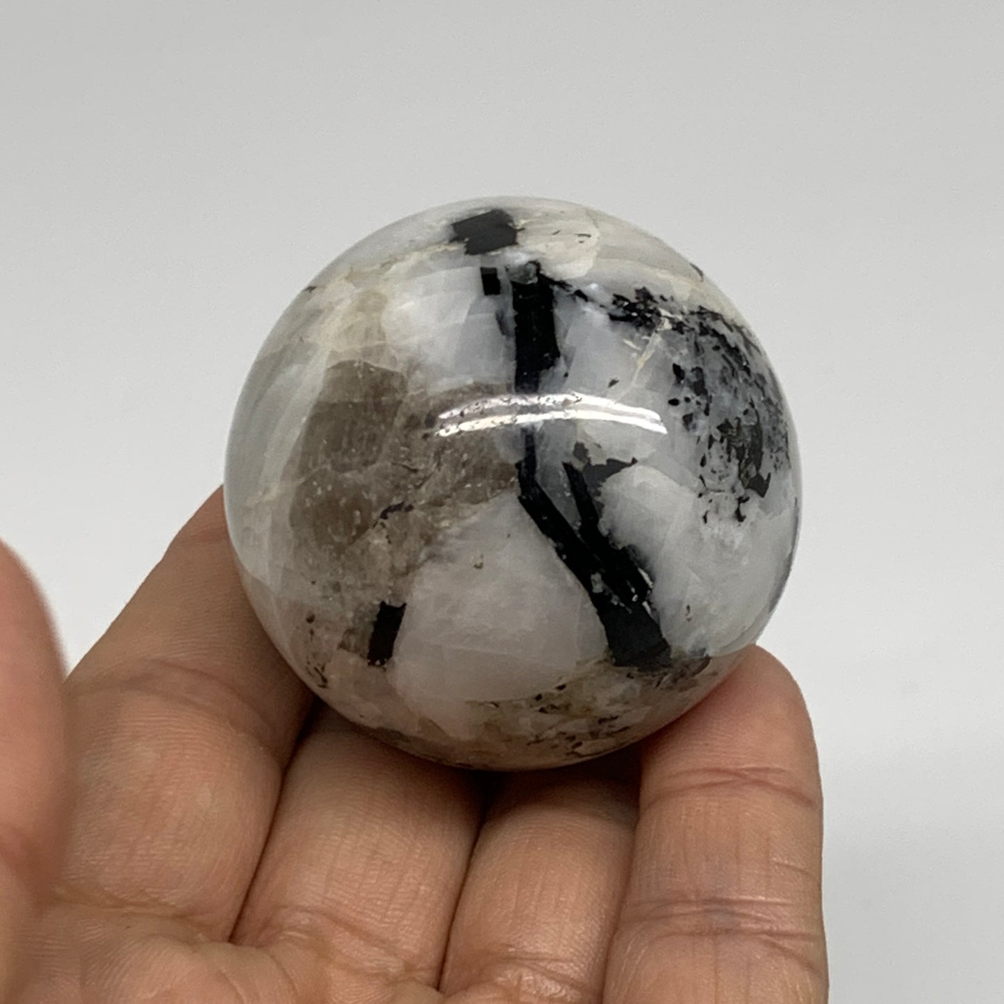 134.1g, 1.8"(45mm), Natural Rainbow Moonstone Sphere Ball Gemstone, B34355