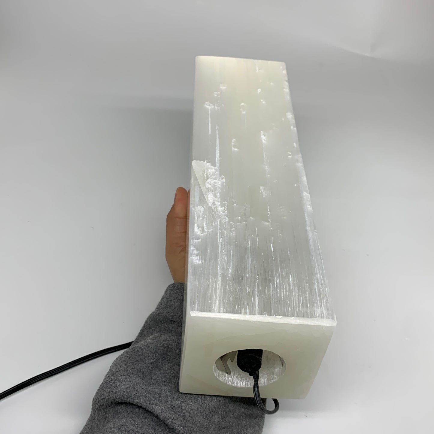 10.4 lbs. 11.7"x3.4", Rectangle Selenite (Satin Spar) Lamp, w/6ft Chord, B35808