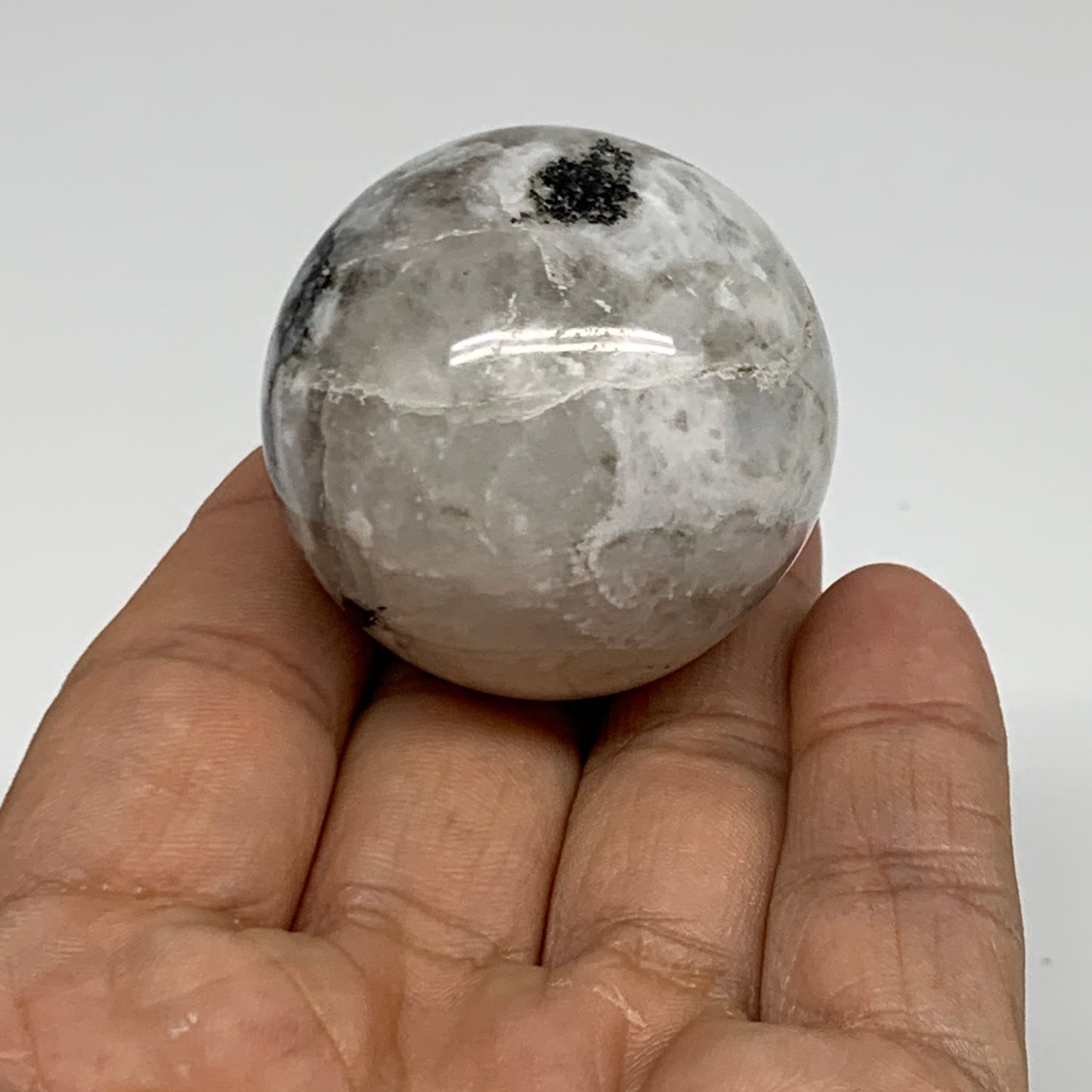 84.8g, 1.6"(39mm), Natural Rainbow Moonstone Sphere Ball Gemstone, B35143