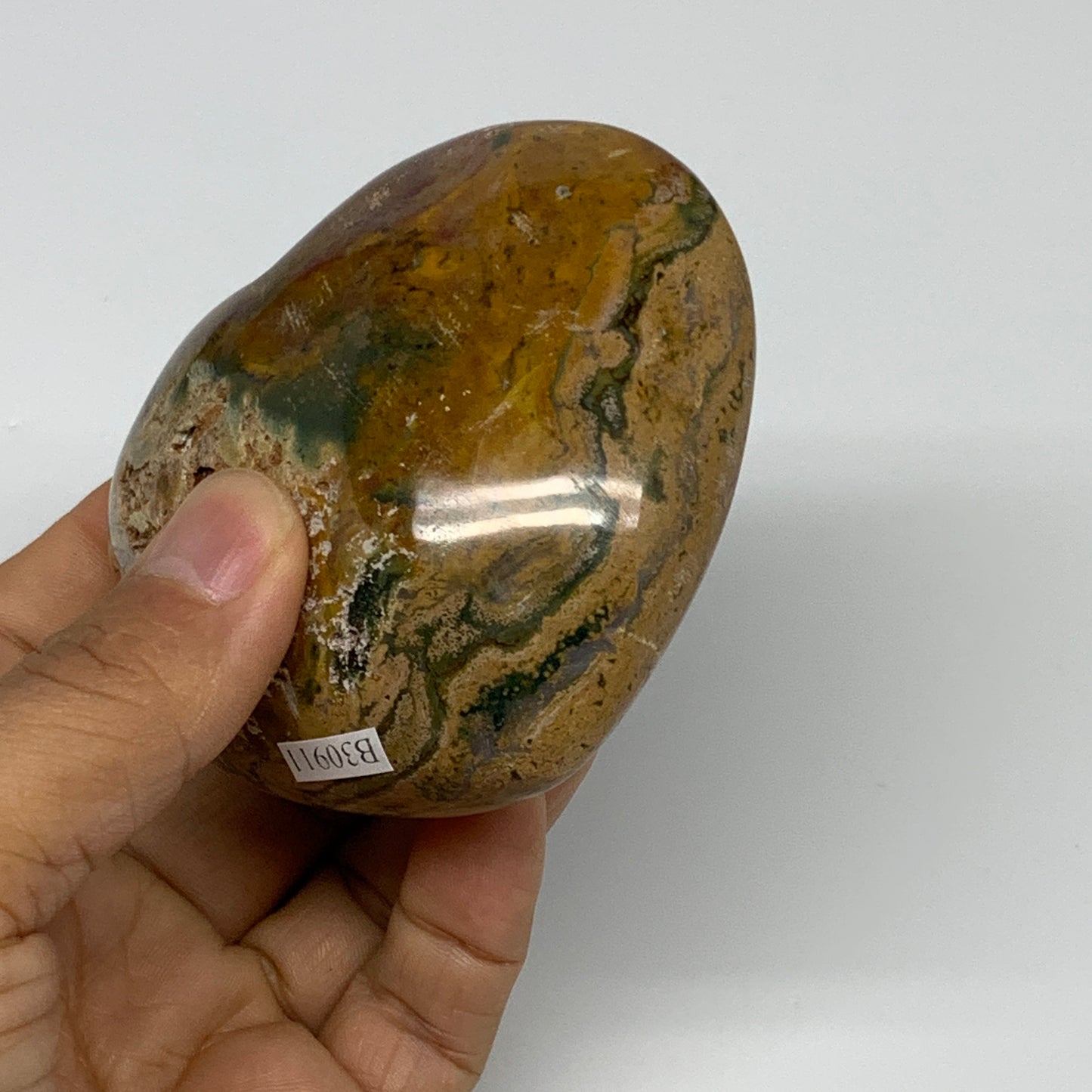 0.65 lbs, 2.9"x3.2"x1.5" Ocean Jasper Heart Polished Healing Crystal, B30911