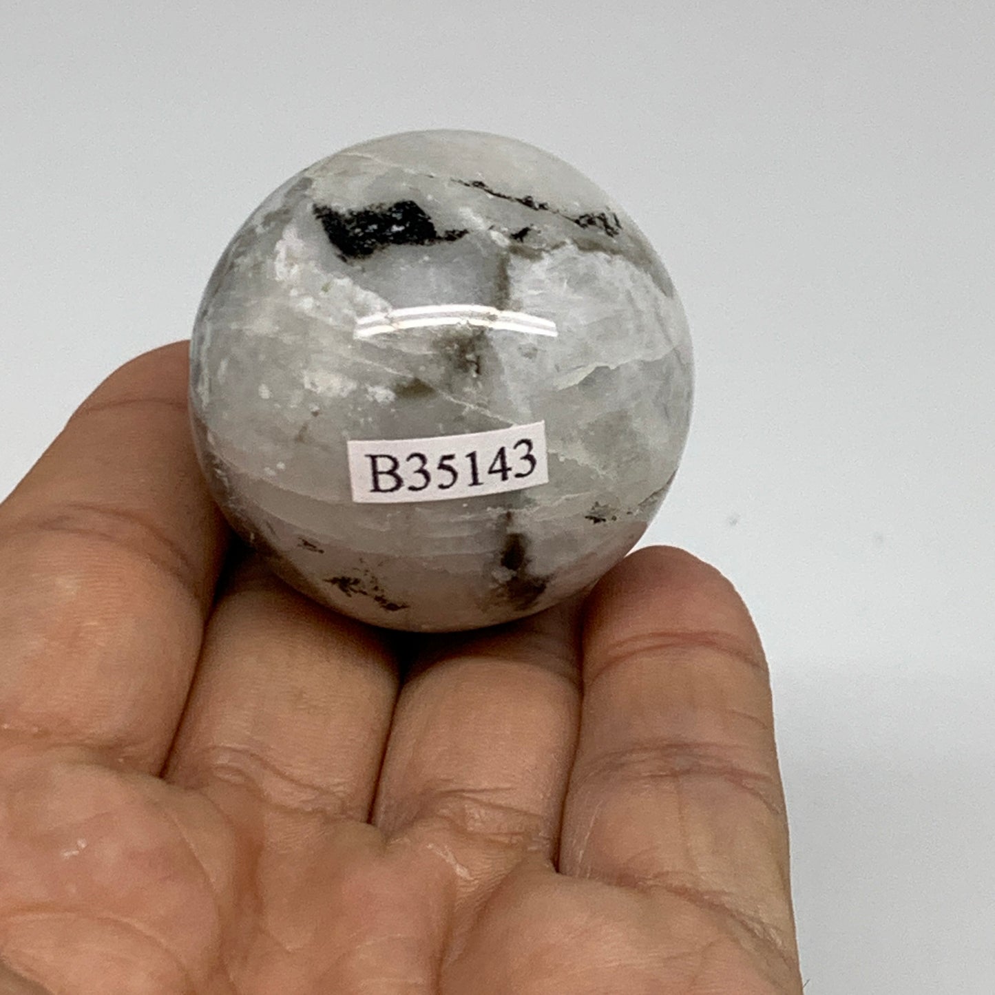 84.8g, 1.6"(39mm), Natural Rainbow Moonstone Sphere Ball Gemstone, B35143
