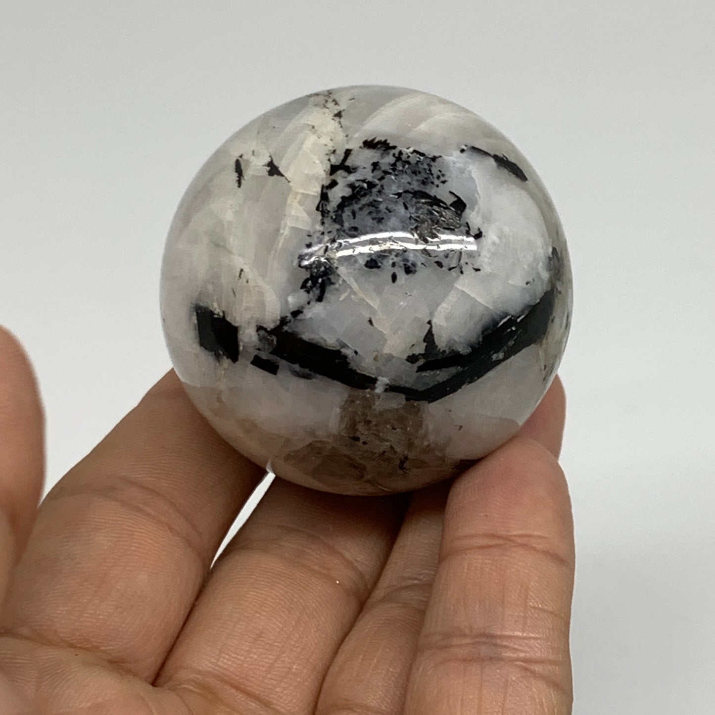 134.1g, 1.8"(45mm), Natural Rainbow Moonstone Sphere Ball Gemstone, B34355