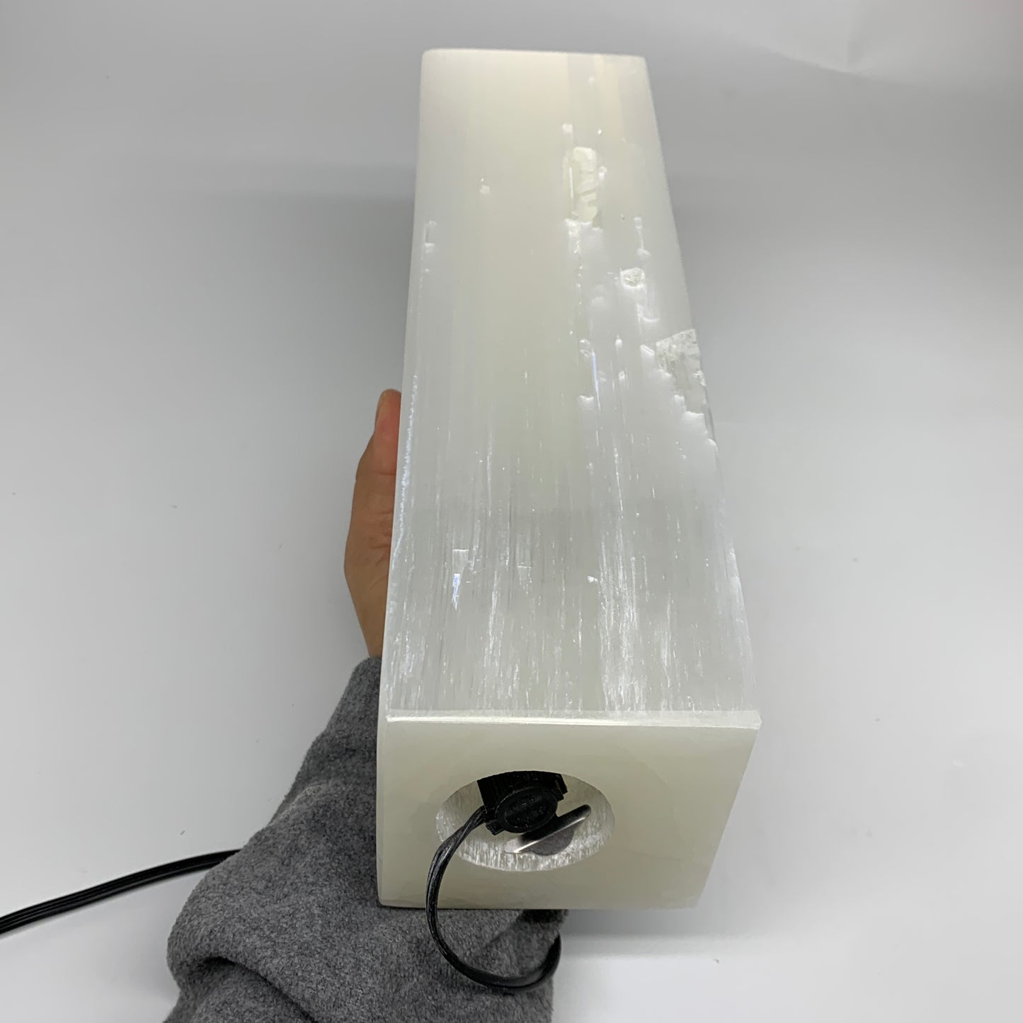 10.4 lbs. 11.7"x3.4", Rectangle Selenite (Satin Spar) Lamp, w/6ft Chord, B35808