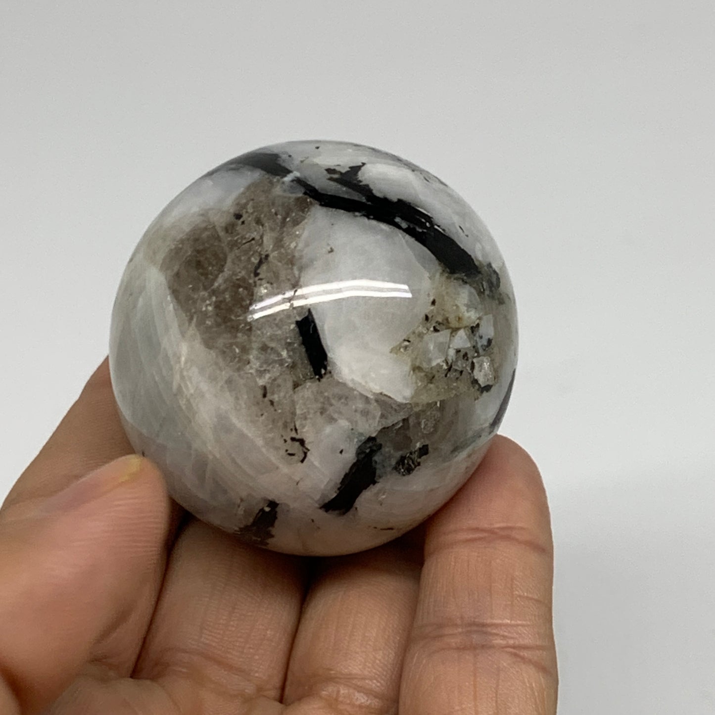 134.1g, 1.8"(45mm), Natural Rainbow Moonstone Sphere Ball Gemstone, B34355