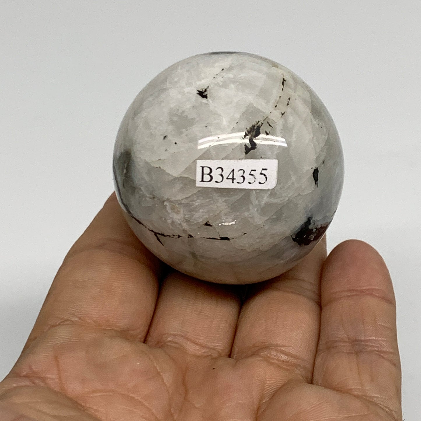 134.1g, 1.8"(45mm), Natural Rainbow Moonstone Sphere Ball Gemstone, B34355