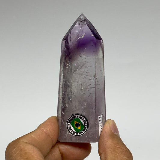 86.5g, 3.3"x1.3"x0.9", Natural Amethyst Tower Point Obelisk @Brazil, B32333