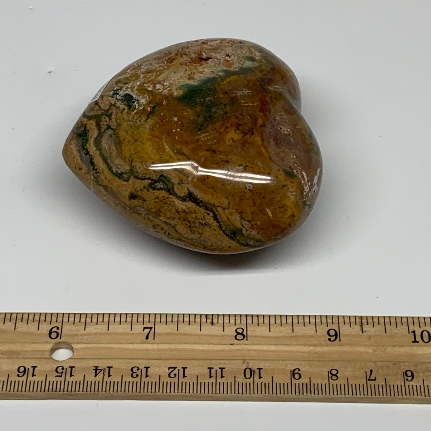 0.65 lbs, 2.9"x3.2"x1.5" Ocean Jasper Heart Polished Healing Crystal, B30911