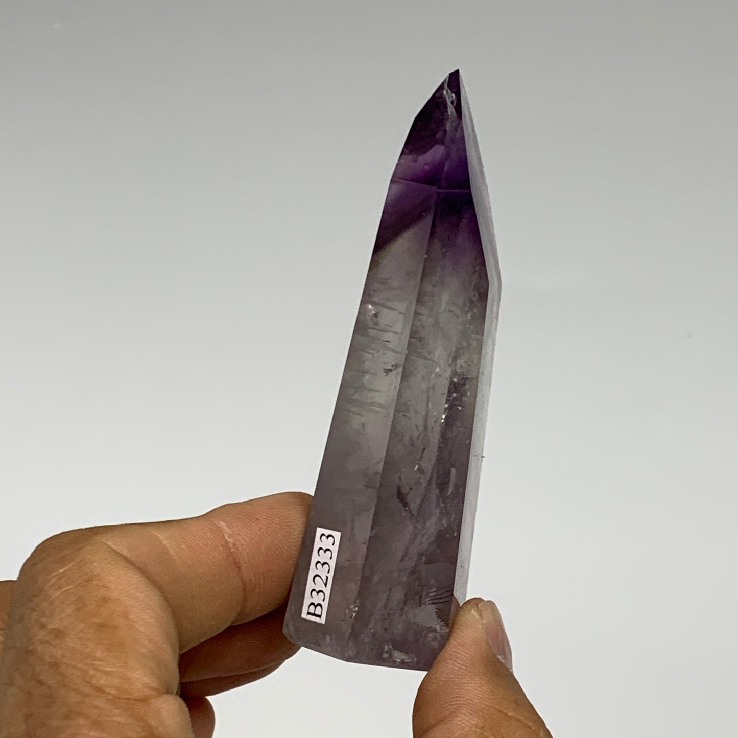 86.5g, 3.3"x1.3"x0.9", Natural Amethyst Tower Point Obelisk @Brazil, B32333
