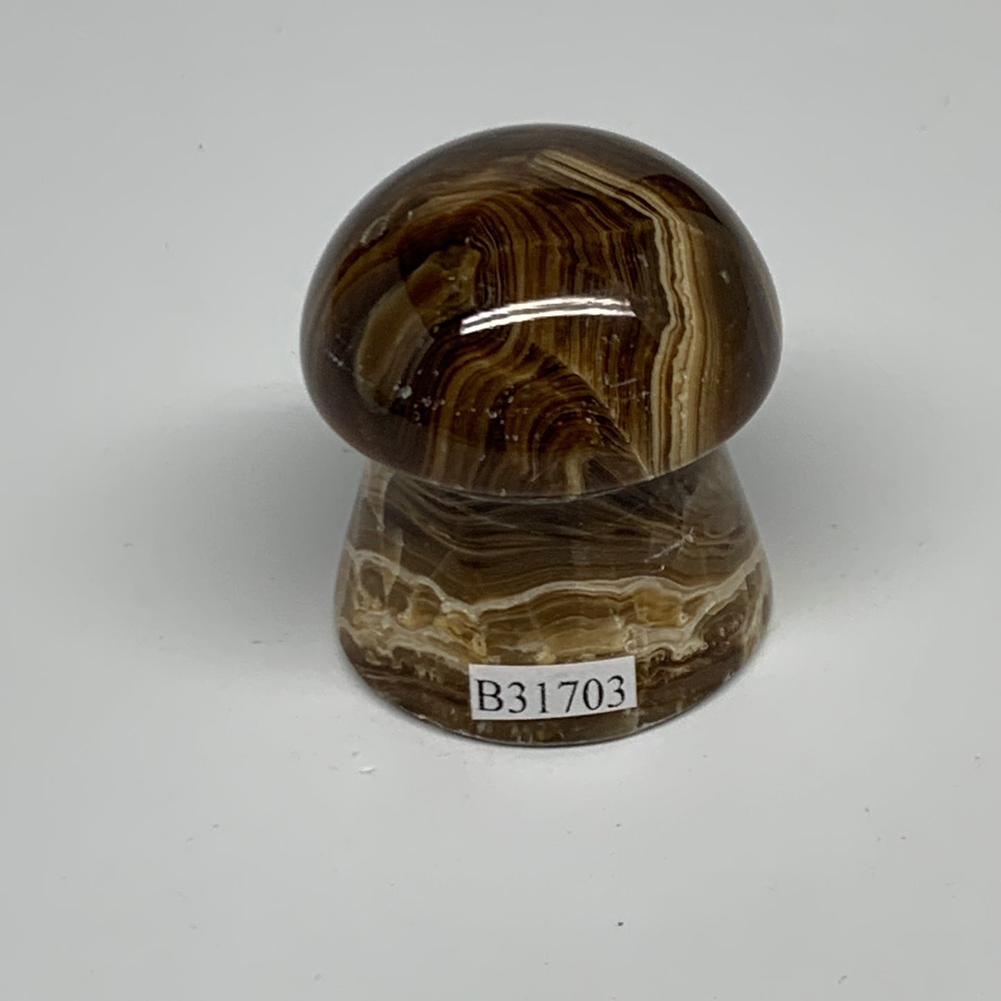 88.6g, 1.7"x1.4", Chocolate Calcite Mushroom 2 Pieces bonded @Pakistan, B31703