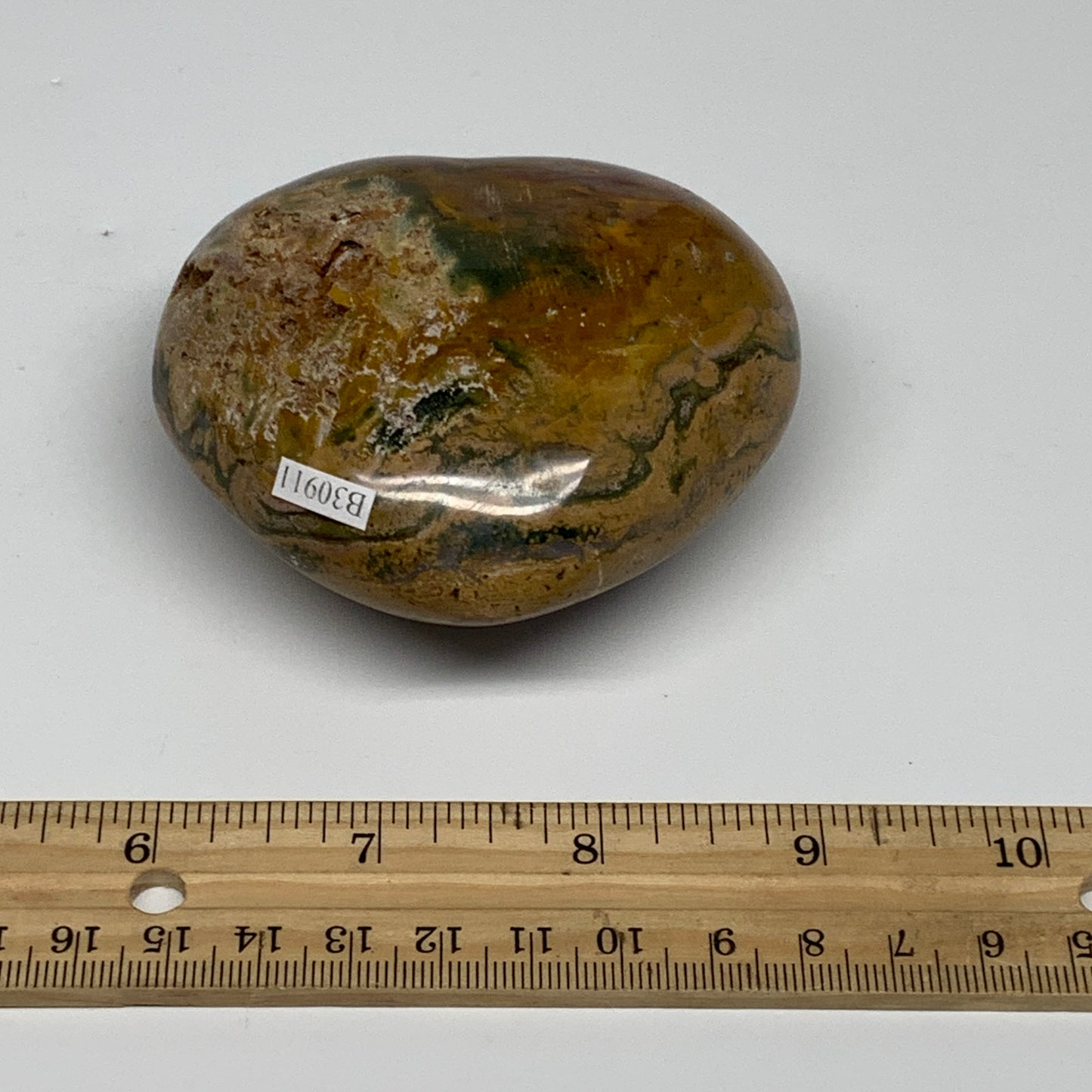 0.65 lbs, 2.9"x3.2"x1.5" Ocean Jasper Heart Polished Healing Crystal, B30911