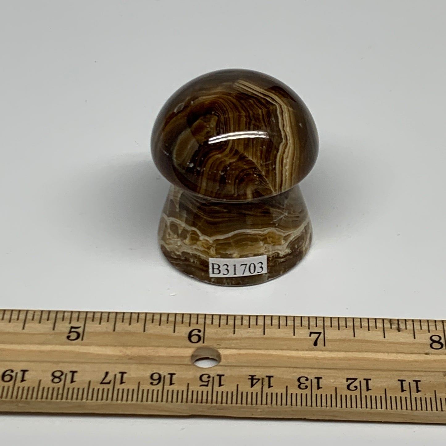 88.6g, 1.7"x1.4", Chocolate Calcite Mushroom 2 Pieces bonded @Pakistan, B31703