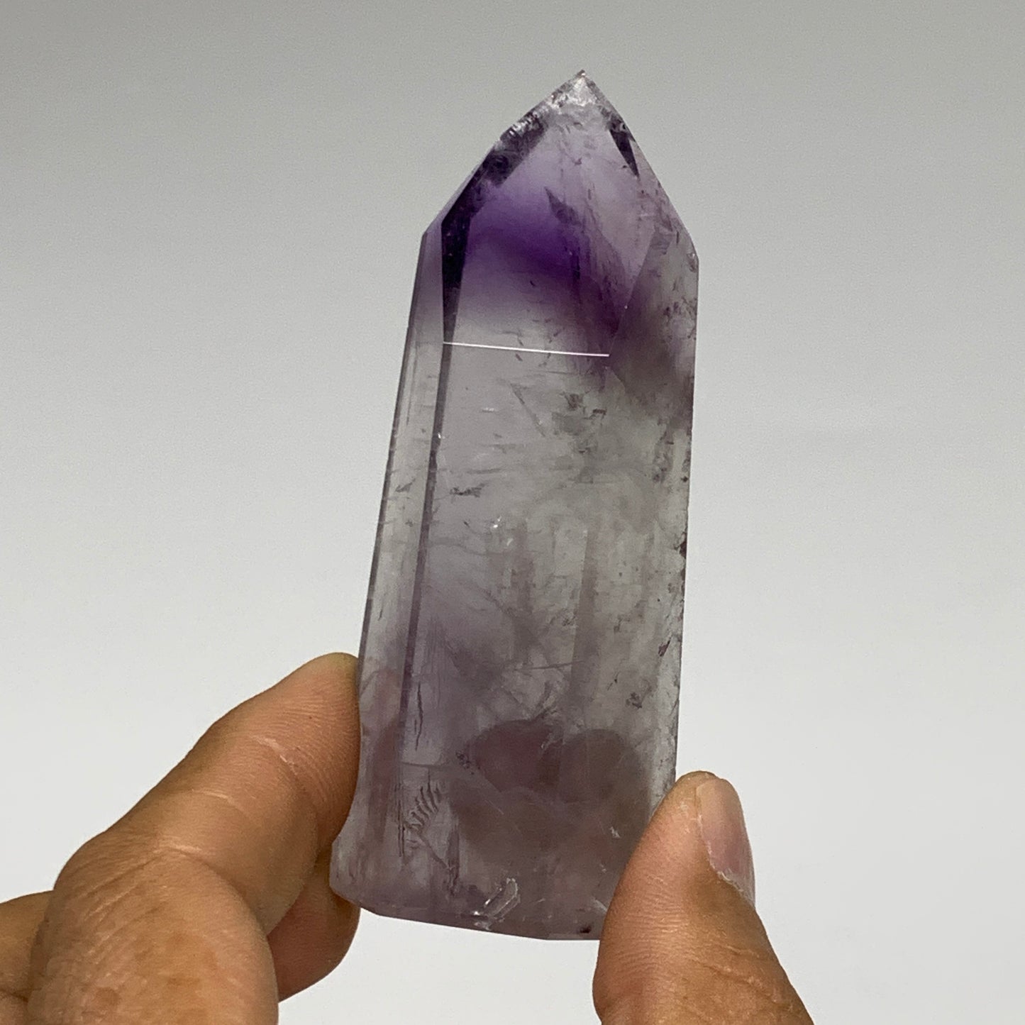 86.5g, 3.3"x1.3"x0.9", Natural Amethyst Tower Point Obelisk @Brazil, B32333