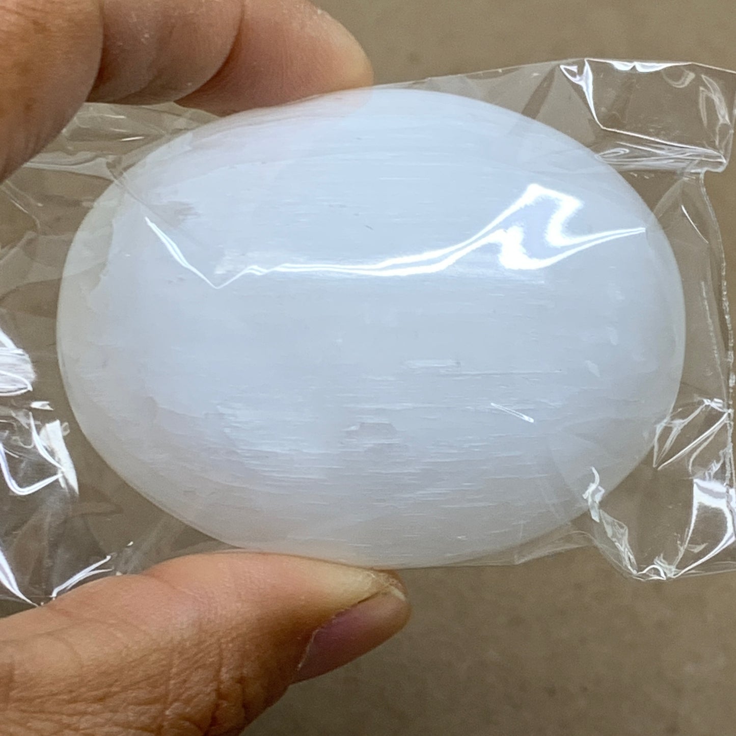 158g, 2.4"x1.8"x1", 2pcs, White Selenite Palmstone Crystal Pillow, B36869