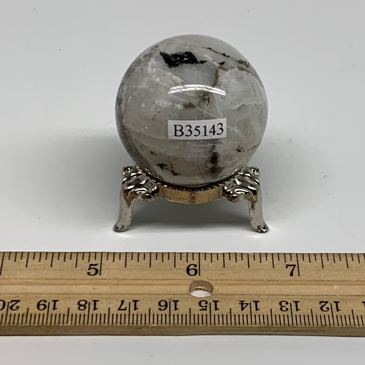 84.8g, 1.6"(39mm), Natural Rainbow Moonstone Sphere Ball Gemstone, B35143