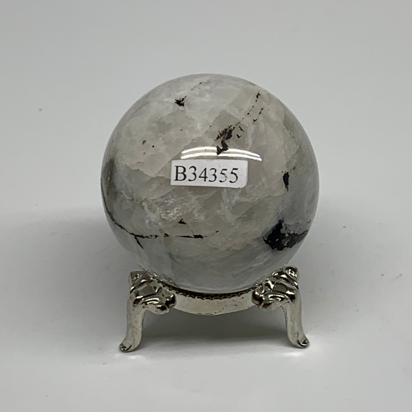 134.1g, 1.8"(45mm), Natural Rainbow Moonstone Sphere Ball Gemstone, B34355