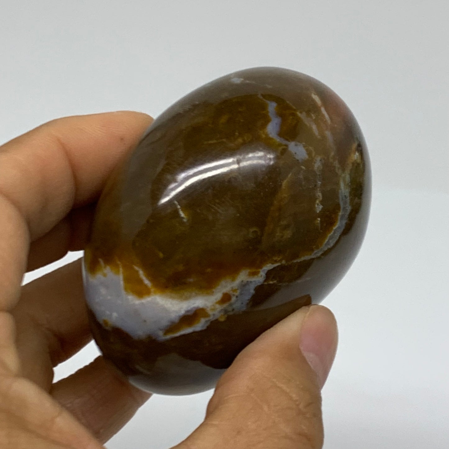 215.1g, 2.5"x2.3"x1.6" Natural Ocean Jasper Palm-Stone Orbicular Jasper, B38211