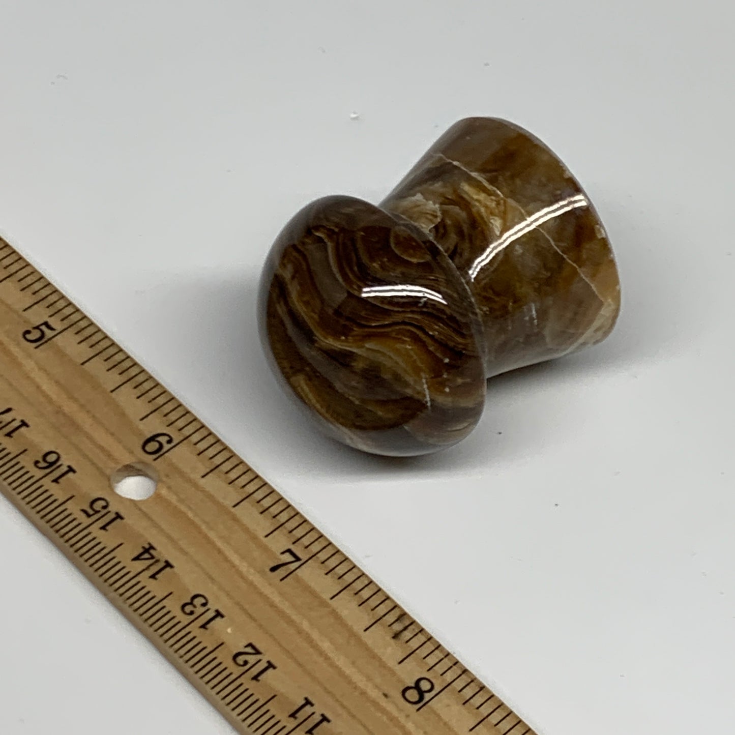 88.6g, 1.7"x1.4", Chocolate Calcite Mushroom 2 Pieces bonded @Pakistan, B31703