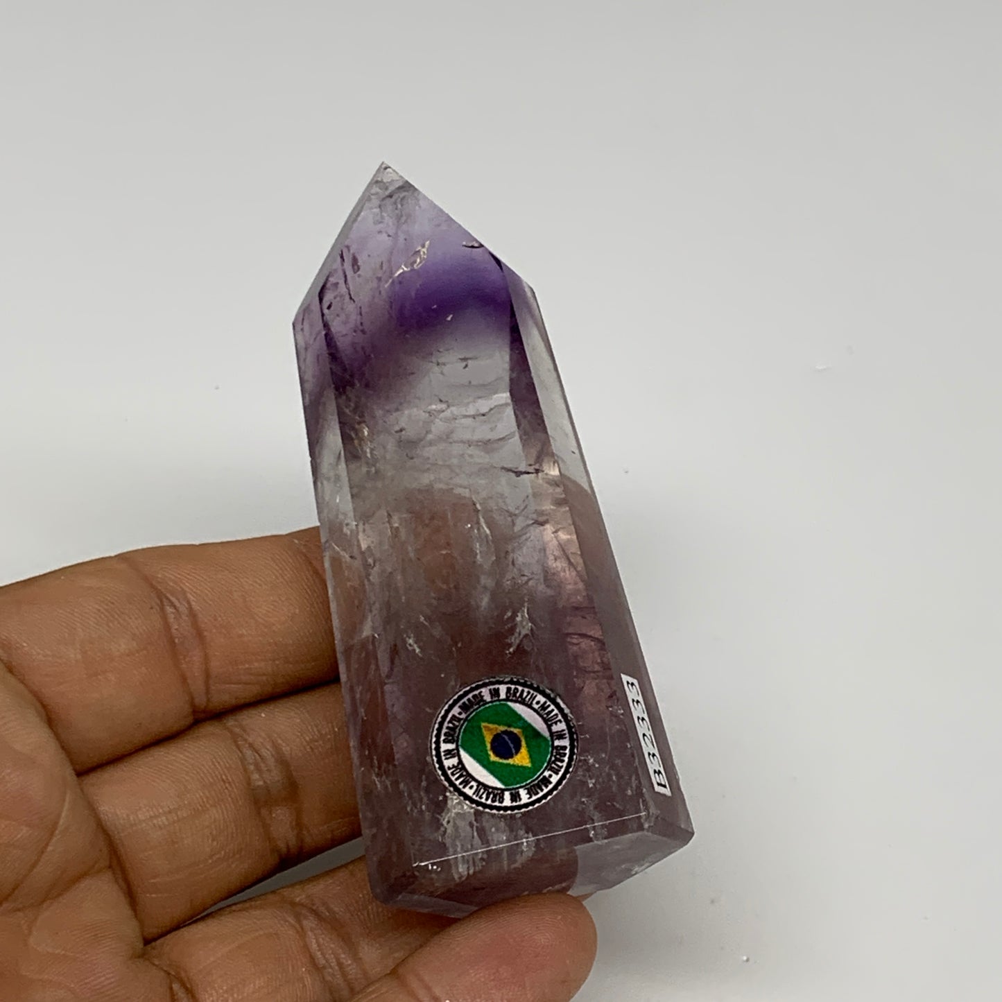 86.5g, 3.3"x1.3"x0.9", Natural Amethyst Tower Point Obelisk @Brazil, B32333