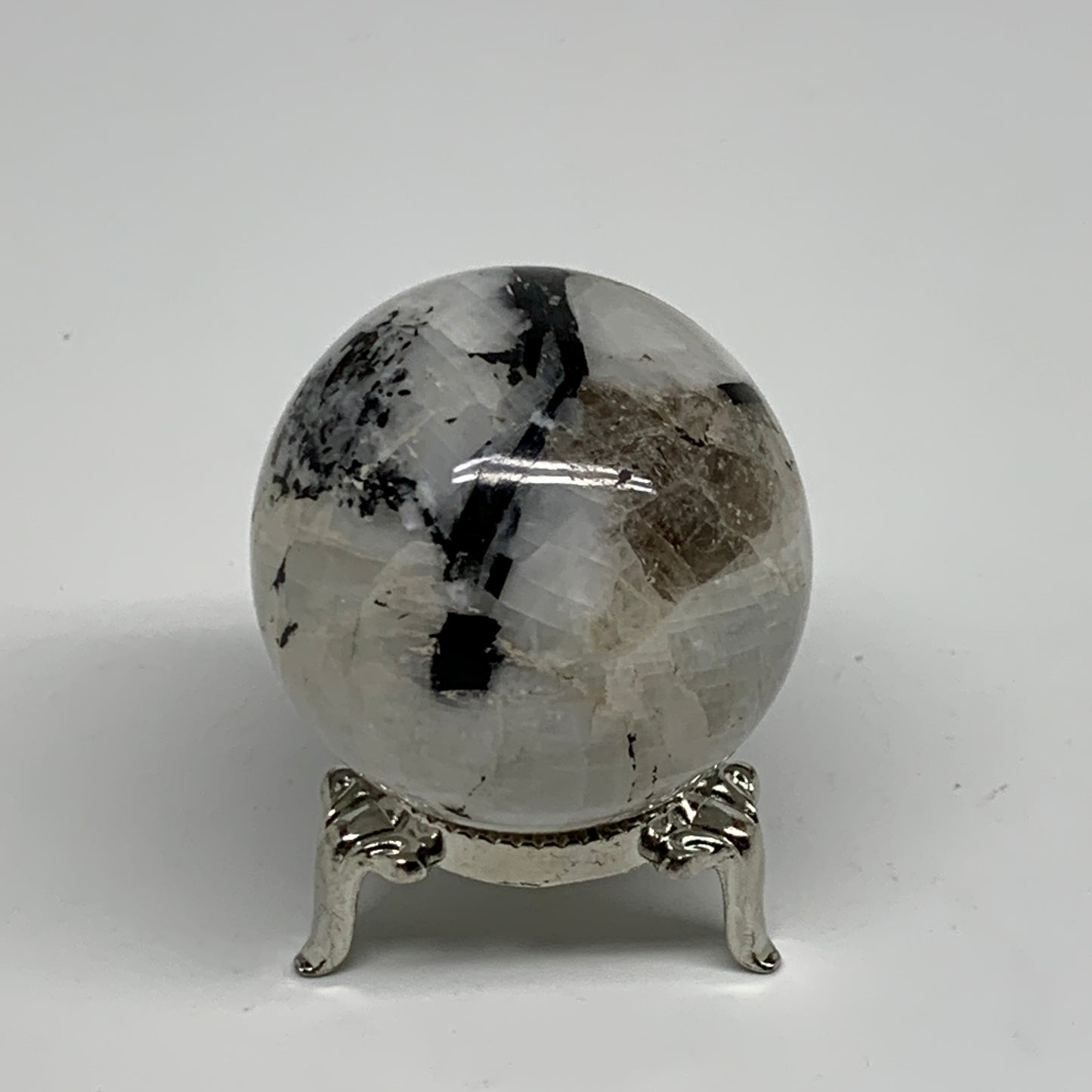 134.1g, 1.8"(45mm), Natural Rainbow Moonstone Sphere Ball Gemstone, B34355