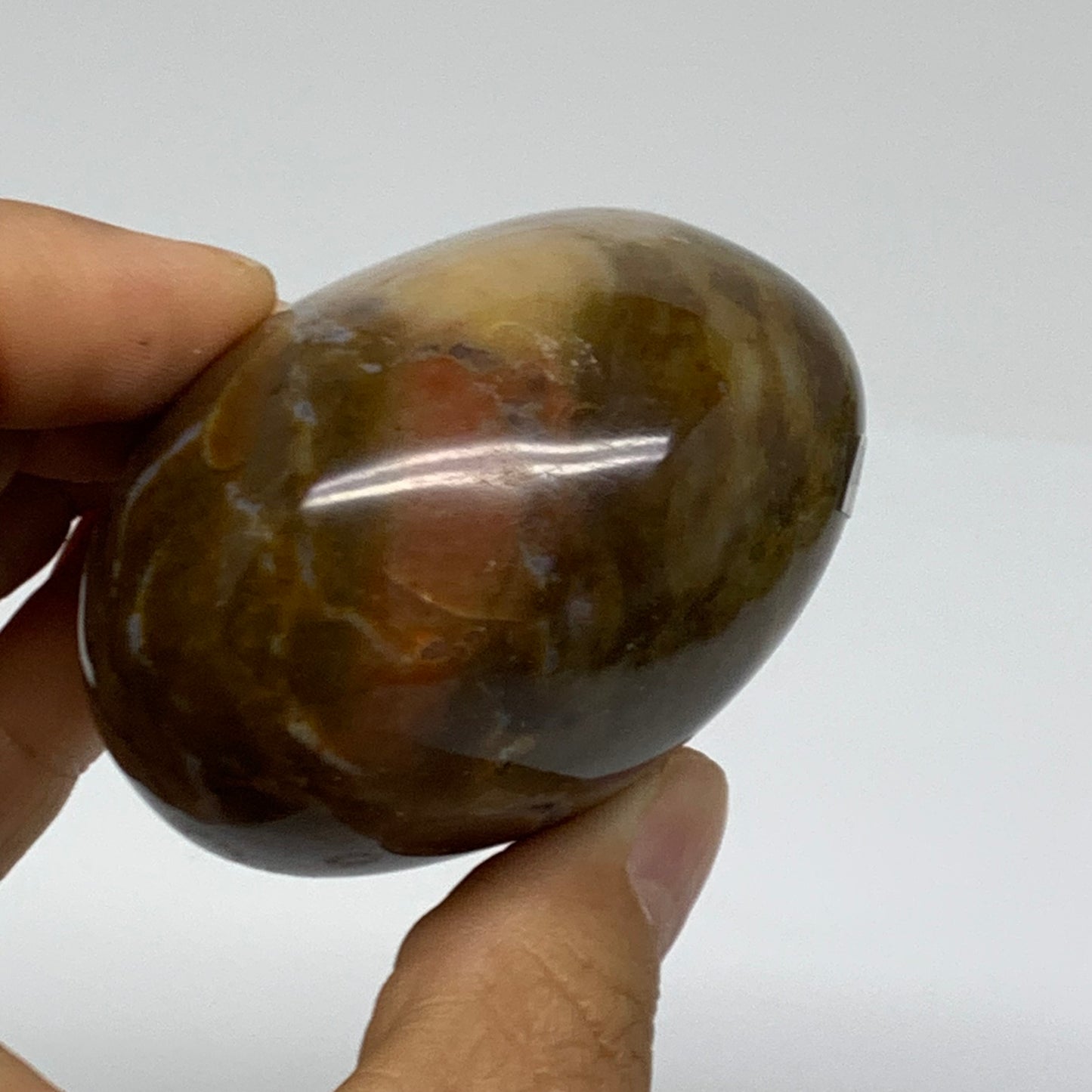 215.1g, 2.5"x2.3"x1.6" Natural Ocean Jasper Palm-Stone Orbicular Jasper, B38211