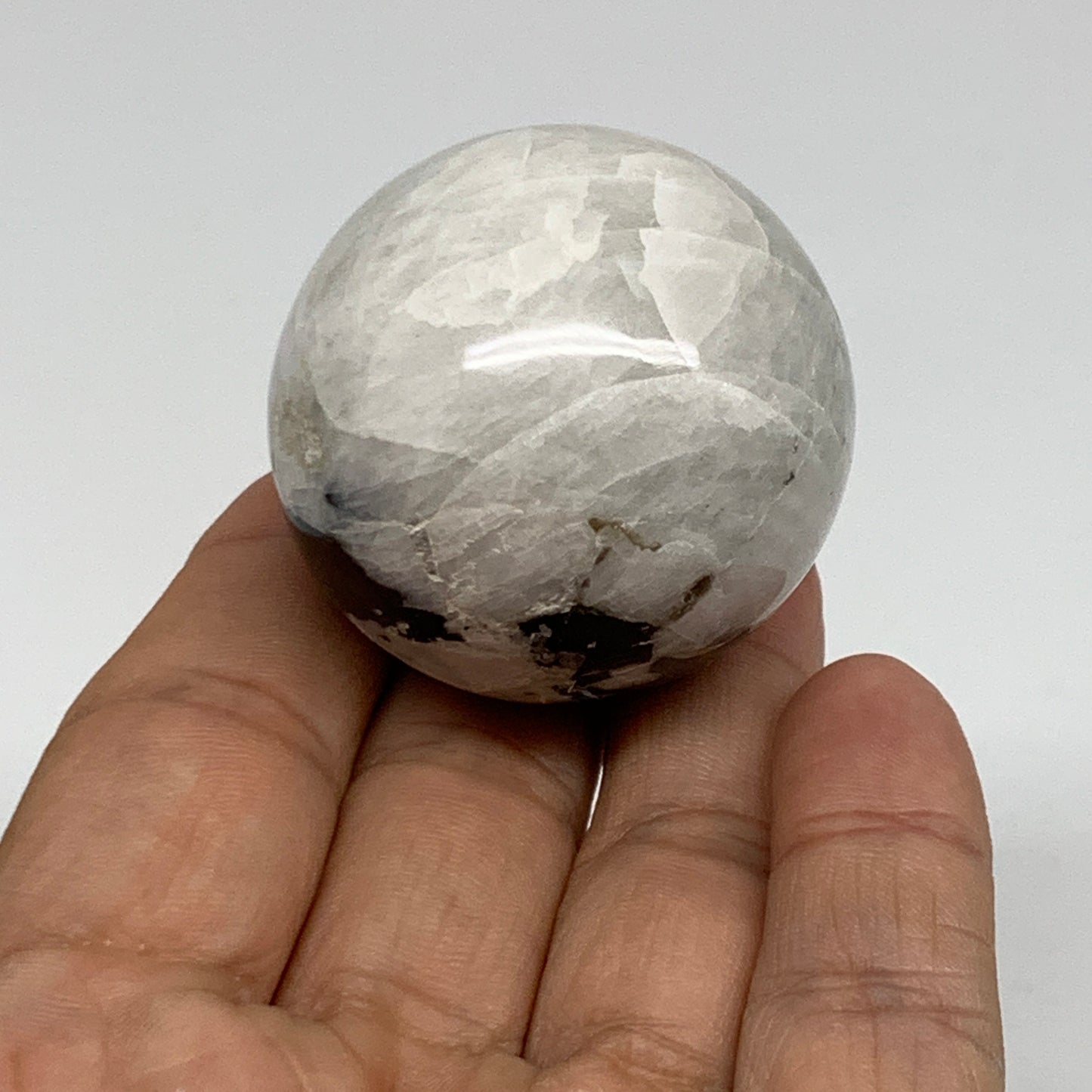 89.6g, 1.6"(40mm), Natural Rainbow Moonstone Sphere Ball Gemstone, B35144