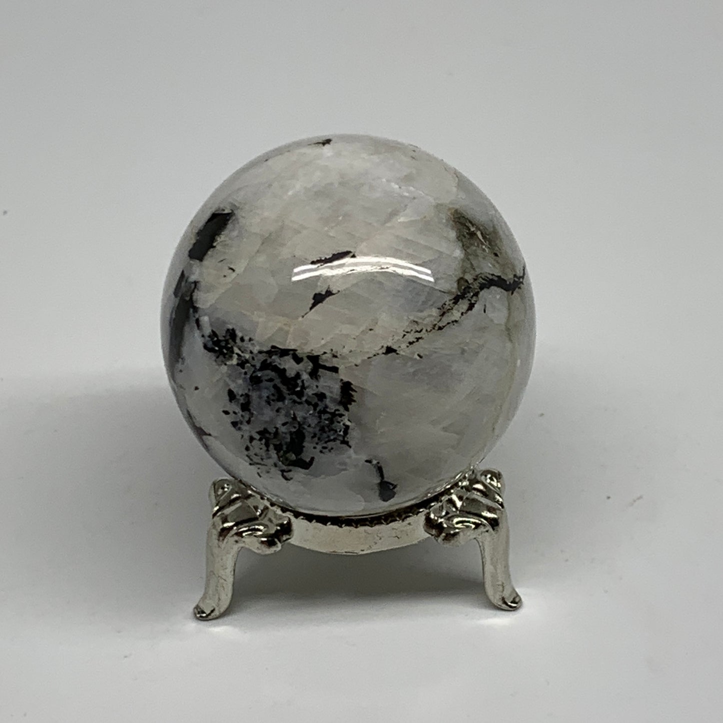 134.1g, 1.8"(45mm), Natural Rainbow Moonstone Sphere Ball Gemstone, B34355