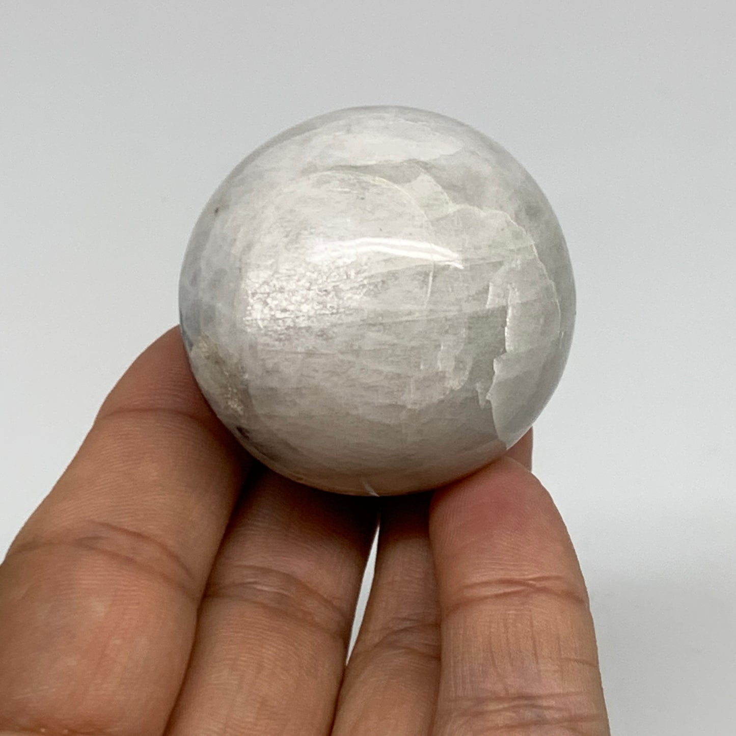 89.6g, 1.6"(40mm), Natural Rainbow Moonstone Sphere Ball Gemstone, B35144
