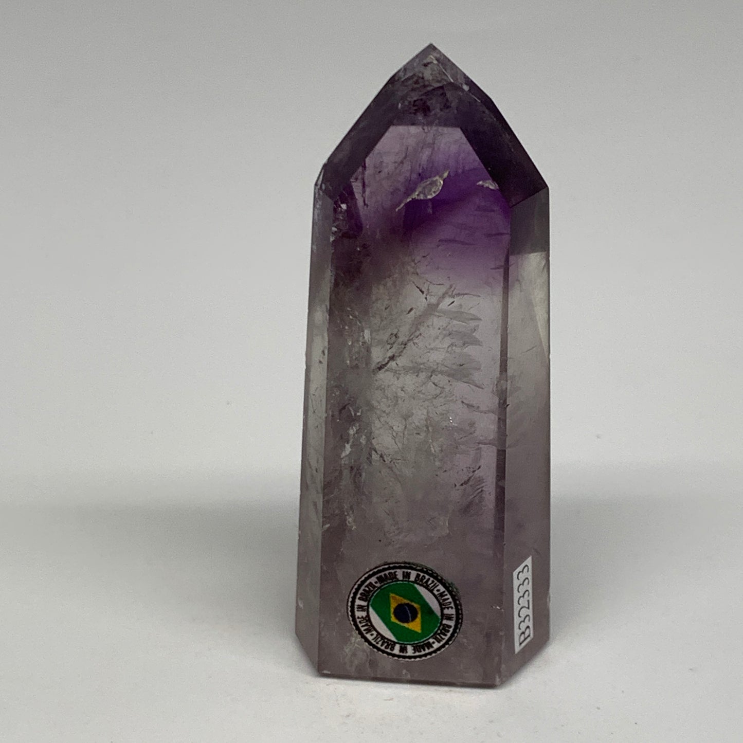 86.5g, 3.3"x1.3"x0.9", Natural Amethyst Tower Point Obelisk @Brazil, B32333