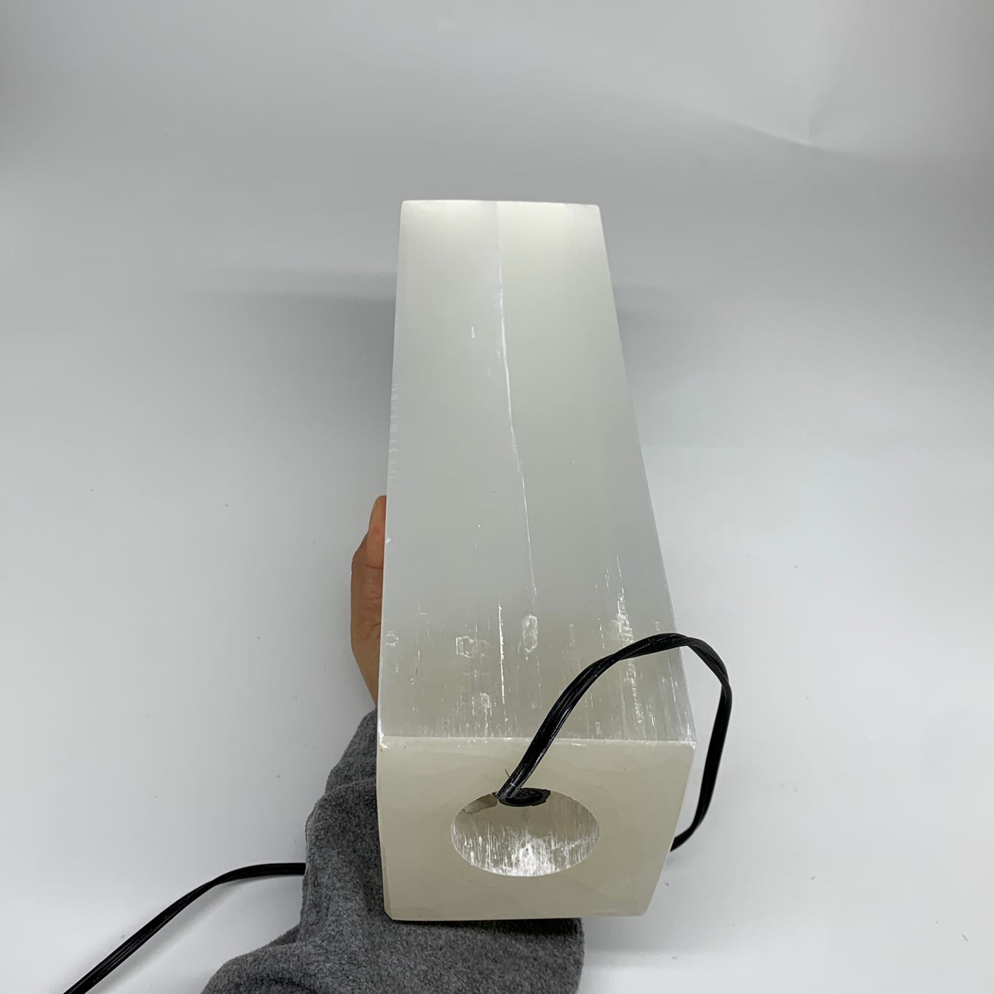 11 lbs. 11.7"x3.4", Rectangle Selenite (Satin Spar) Lamp, w/6ft Chord, B35809