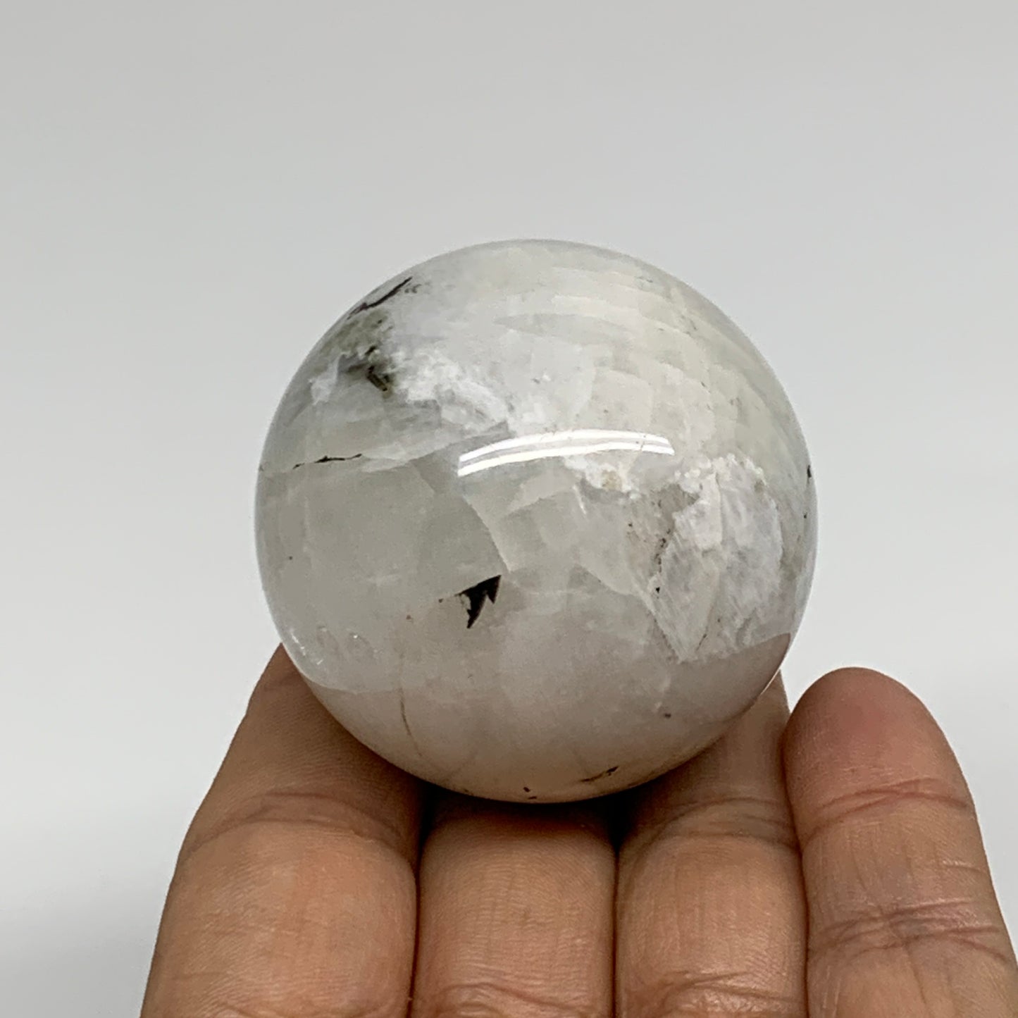 139.9g, 1.9"(47mm), Natural Rainbow Moonstone Sphere Ball Gemstone, B34356