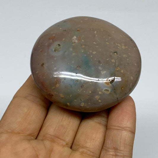 118.5g, 2.3"x2.1"x1.1" Natural Ocean Jasper Palm-Stone Orbicular Jasper, B38212