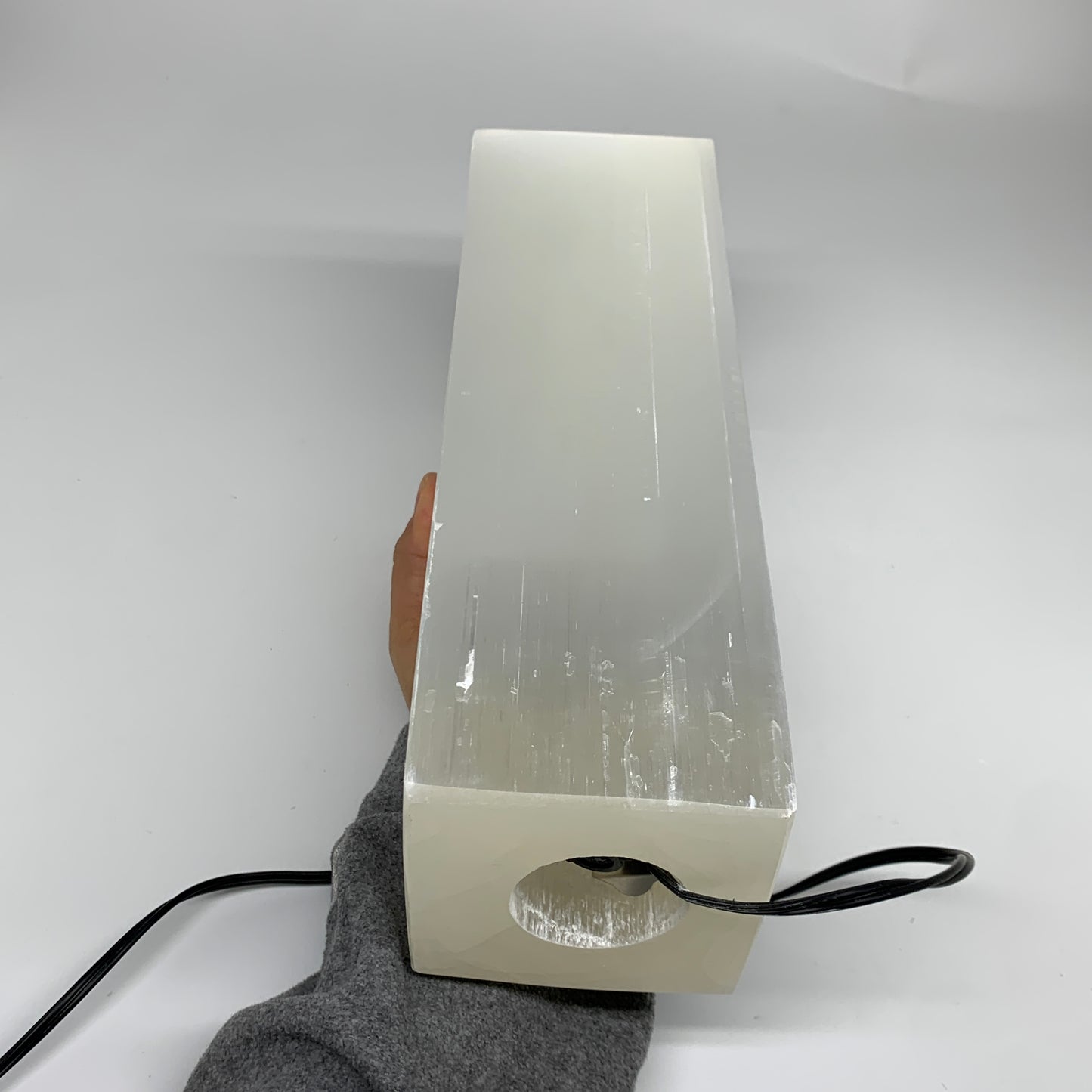11 lbs. 11.7"x3.4", Rectangle Selenite (Satin Spar) Lamp, w/6ft Chord, B35809