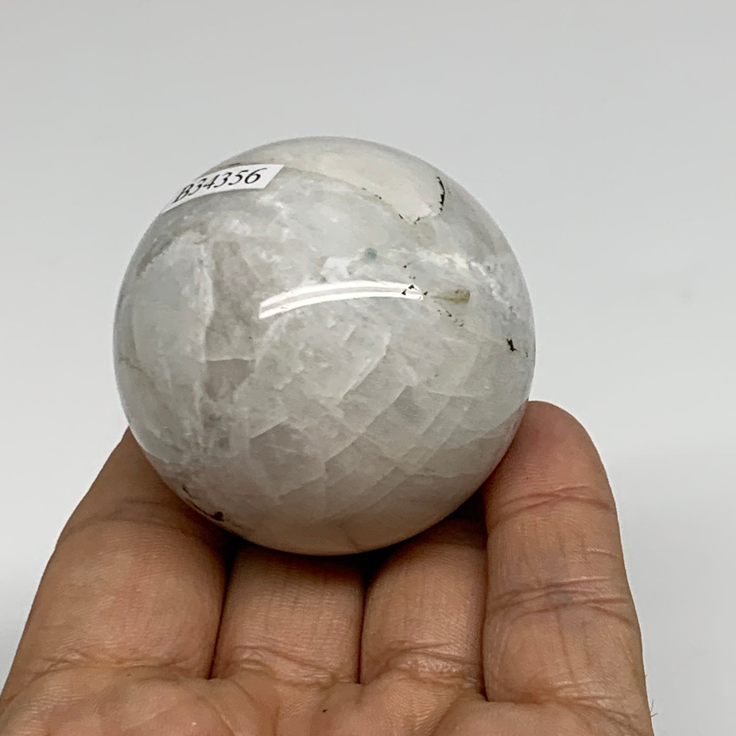 139.9g, 1.9"(47mm), Natural Rainbow Moonstone Sphere Ball Gemstone, B34356