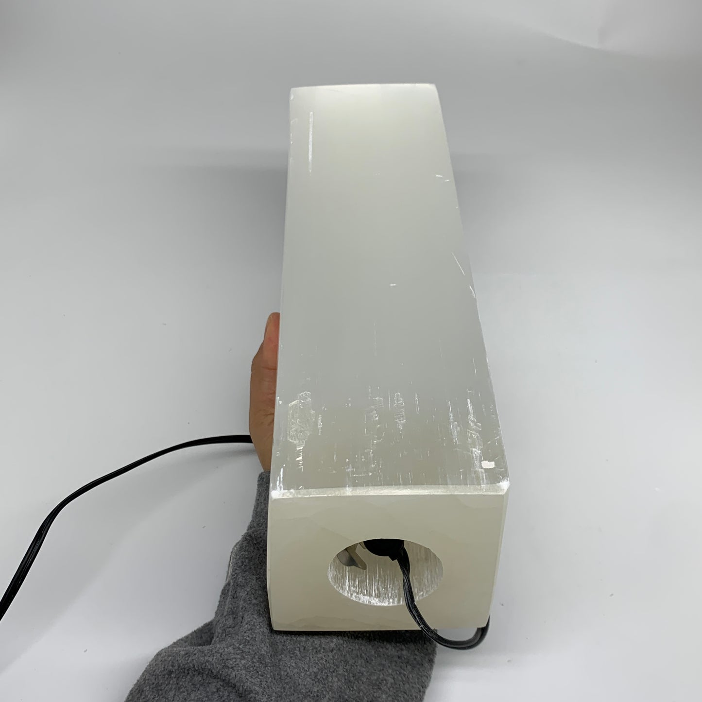 11 lbs. 11.7"x3.4", Rectangle Selenite (Satin Spar) Lamp, w/6ft Chord, B35809
