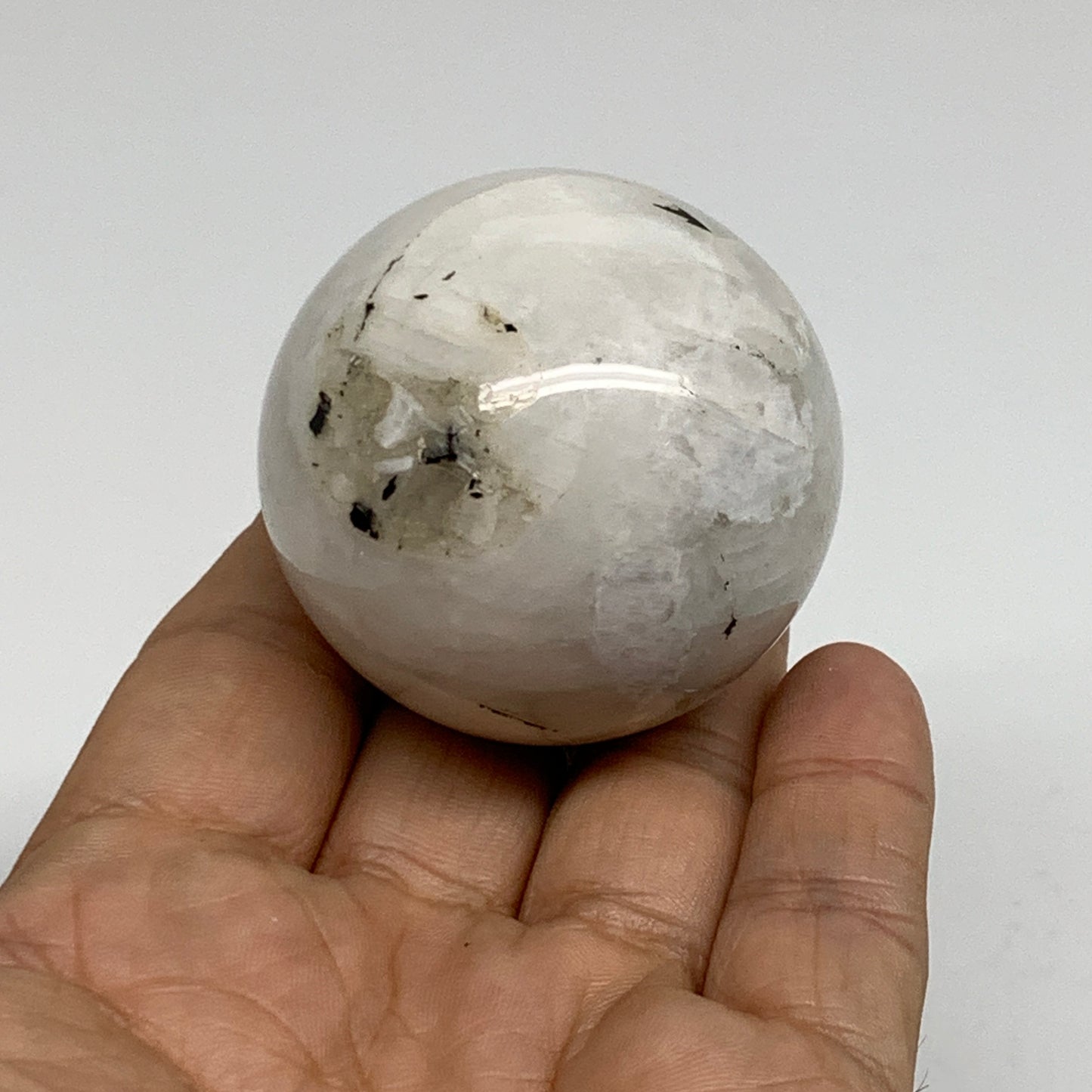 139.9g, 1.9"(47mm), Natural Rainbow Moonstone Sphere Ball Gemstone, B34356