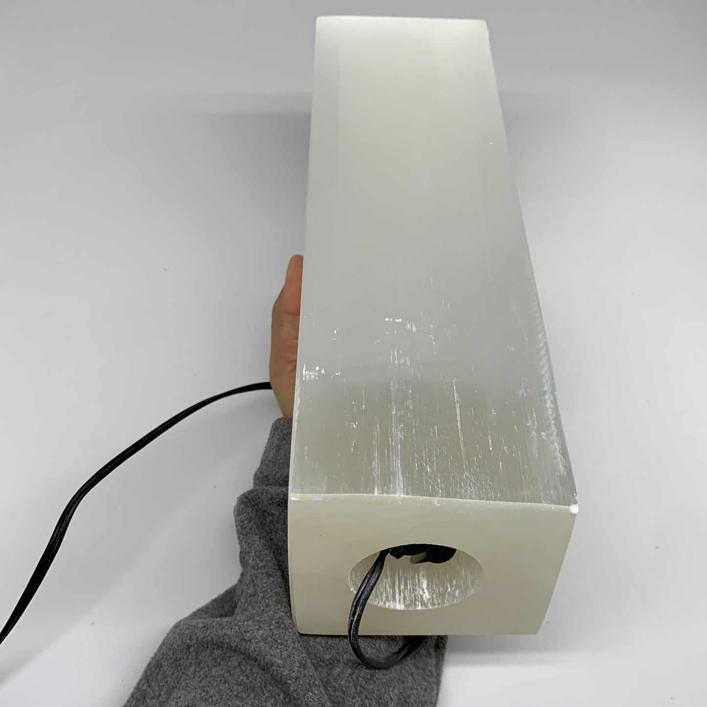 11 lbs. 11.7"x3.4", Rectangle Selenite (Satin Spar) Lamp, w/6ft Chord, B35809