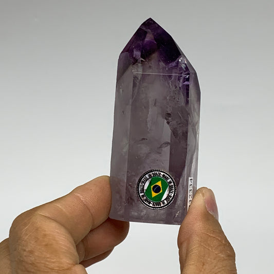 118.1g, 3"x1.3"x1.1", Natural Amethyst Tower Point Obelisk @Brazil, B32334
