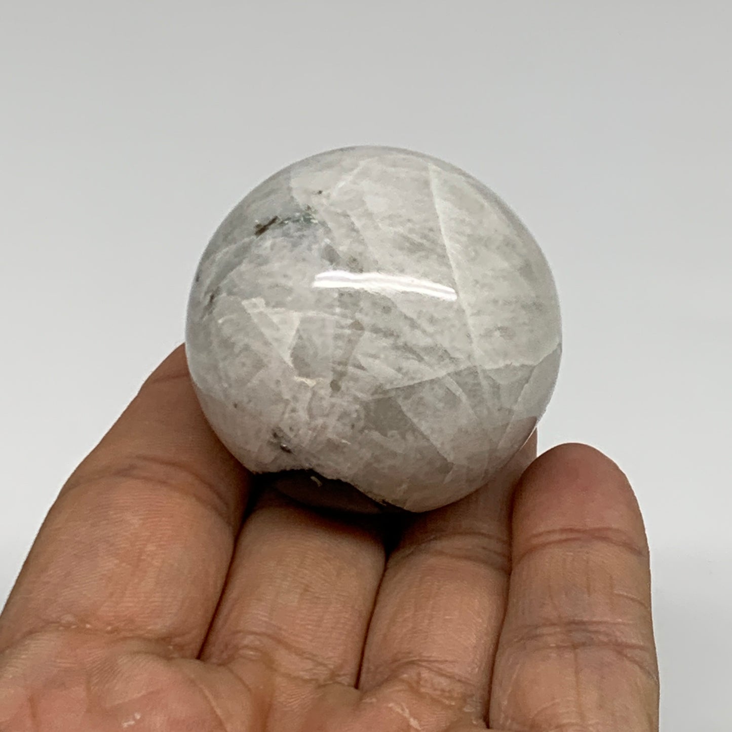 89.6g, 1.6"(40mm), Natural Rainbow Moonstone Sphere Ball Gemstone, B35144