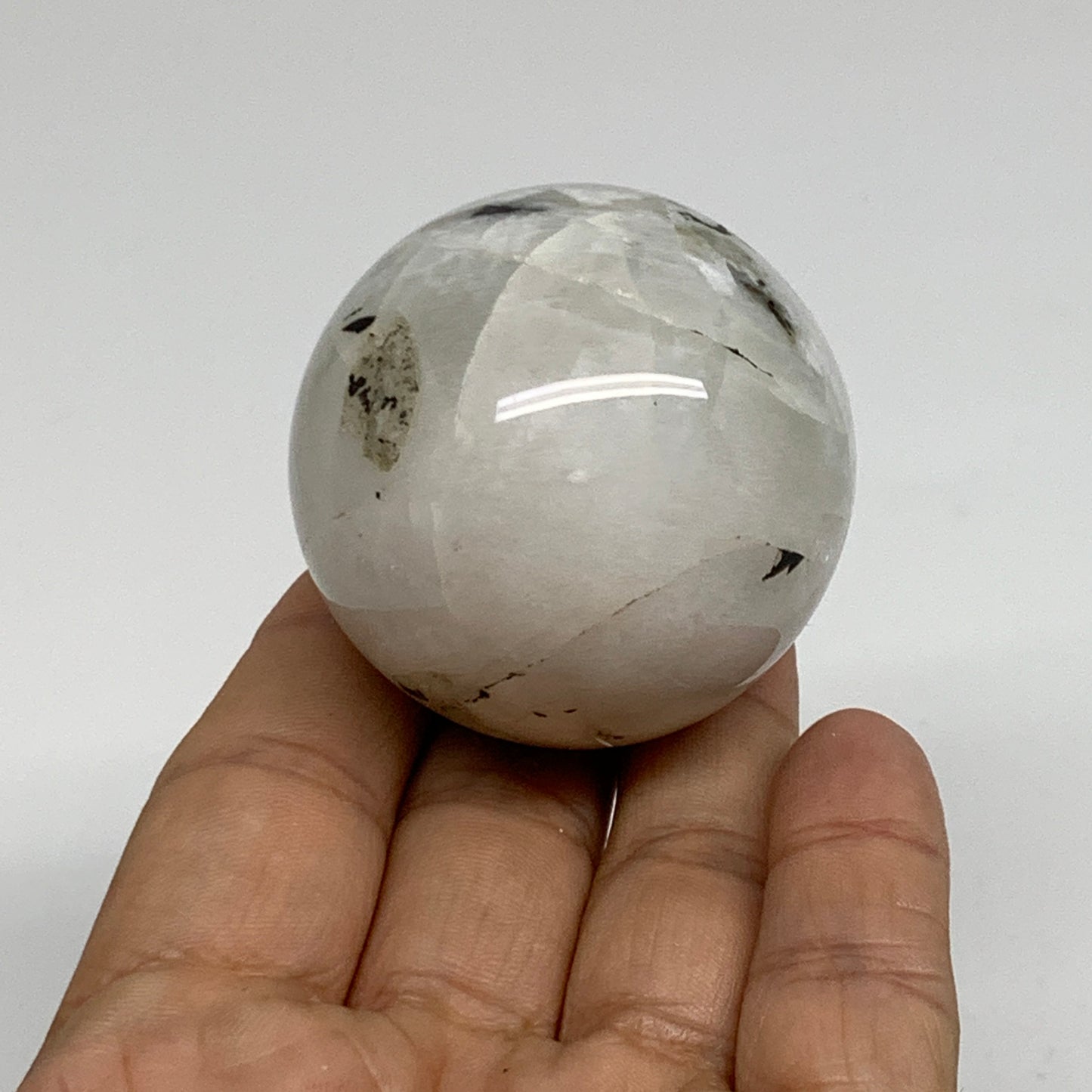 139.9g, 1.9"(47mm), Natural Rainbow Moonstone Sphere Ball Gemstone, B34356