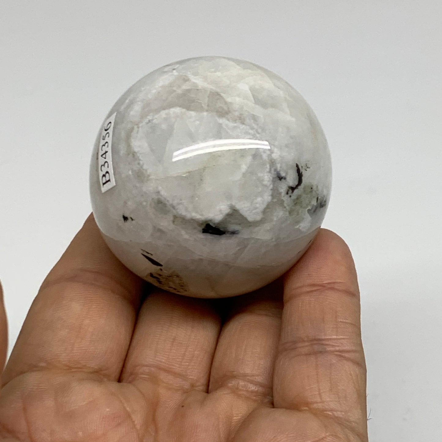 139.9g, 1.9"(47mm), Natural Rainbow Moonstone Sphere Ball Gemstone, B34356