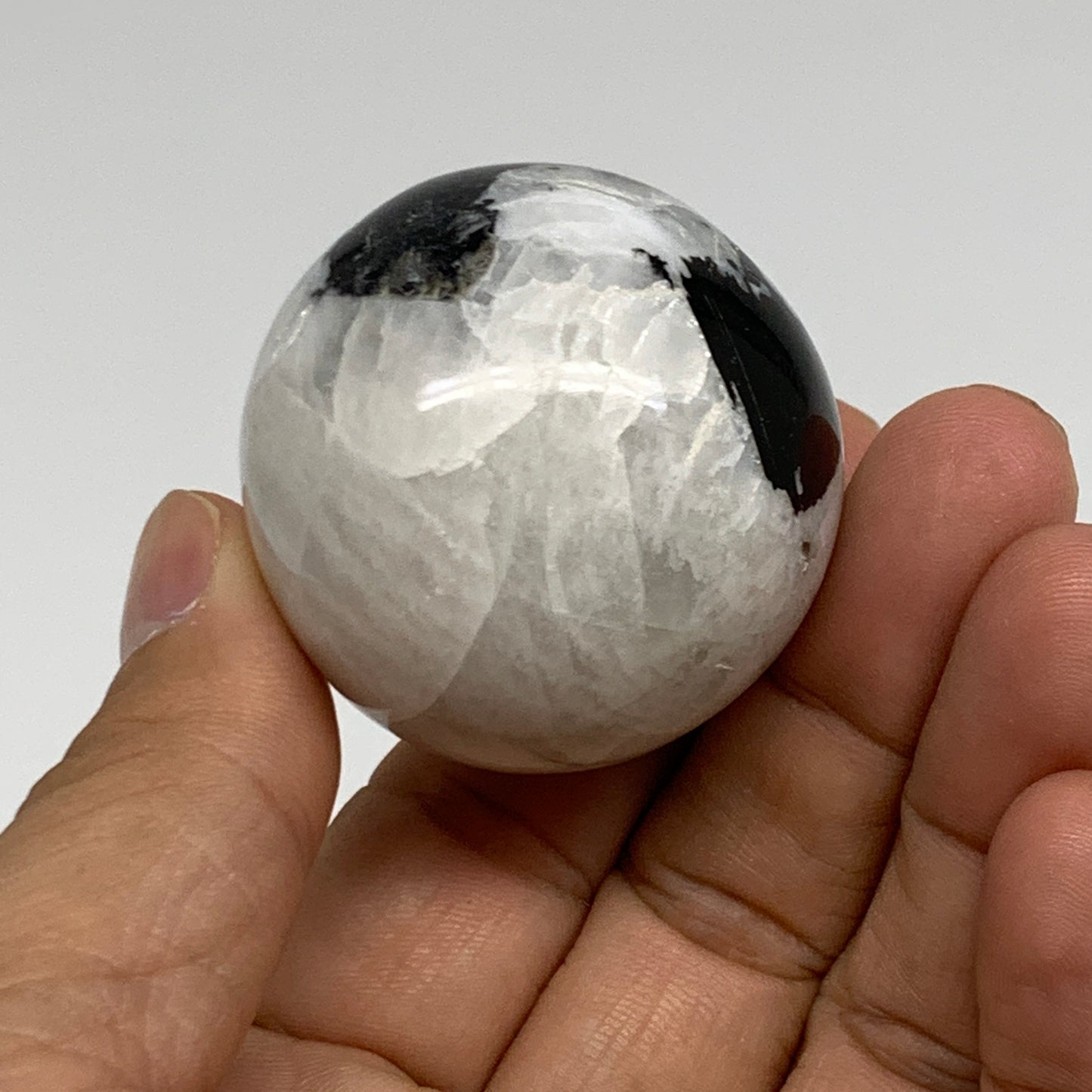 89.6g, 1.6"(40mm), Natural Rainbow Moonstone Sphere Ball Gemstone, B35144