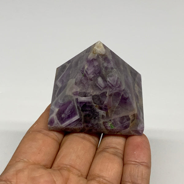 112.7g, 1.6"x2"x1.9", Natural Amethyst Pyramid Crystal Gemstone @Brazil, B30190