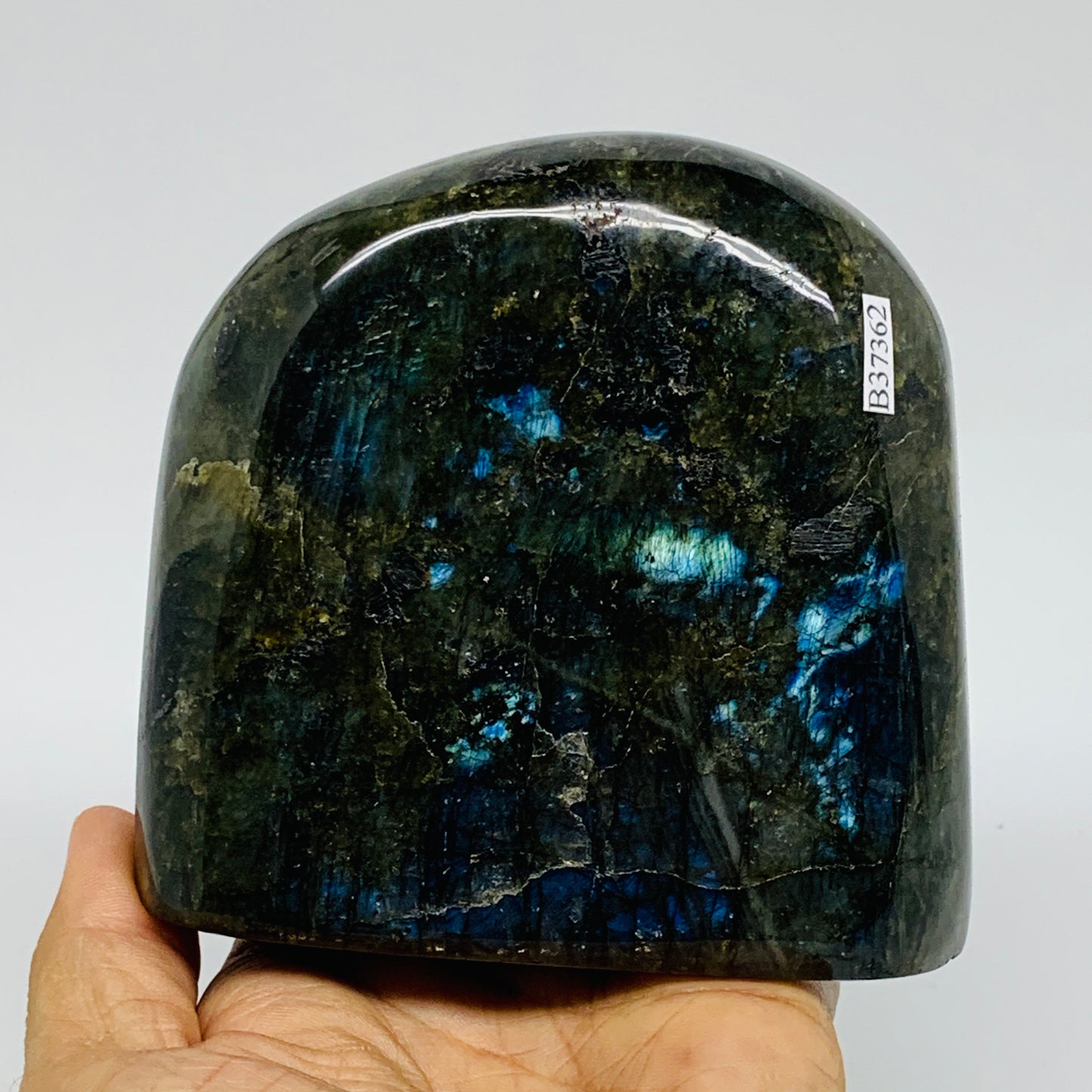 2 lbs, 3.9"x4.1"x1.8" Natural Labradorite Crystal Gemstones Freeform, B37362