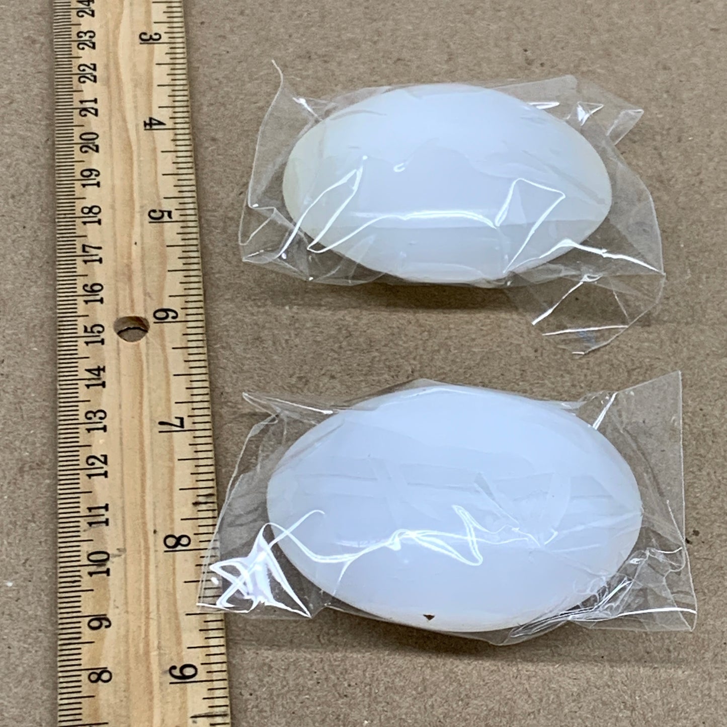 160g, 2.4"x1.8"x1", 2pcs, White Selenite Palmstone Crystal Pillow, B36870