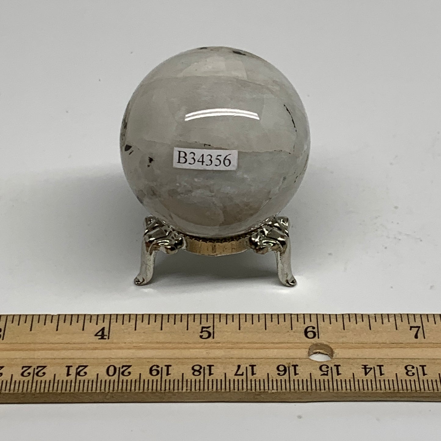 139.9g, 1.9"(47mm), Natural Rainbow Moonstone Sphere Ball Gemstone, B34356